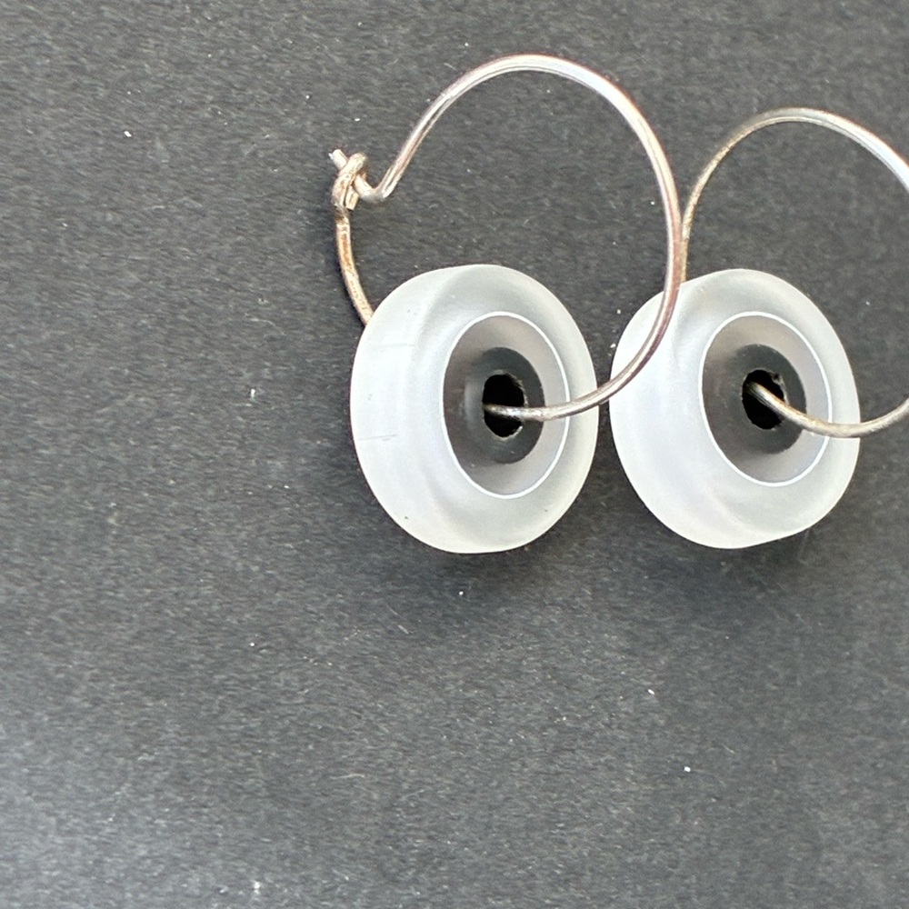 Modern Frosted Hoop Earrings in Frosted White